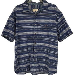 The Territory Ahead Short Sleeve Button Up SZ L 100% Cotton Aztec Navajo Stripe